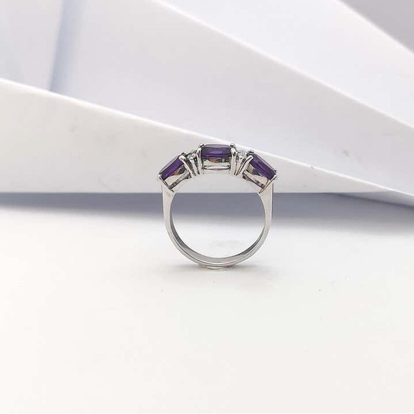 New Natural 2.32CT Amethyst Diamond 14K White Gold Hallmarked Ring - Picture 12 of 17